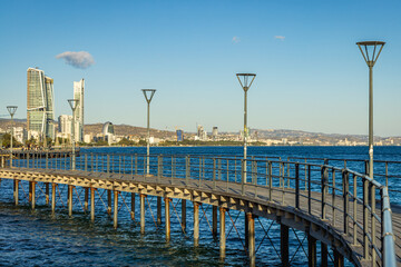 One of the wooden piers along the promenade at Limassol, Cyprus