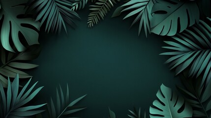Lush green leaves framing a dark background for design use.