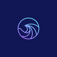 Line Art Wave Logo Design. Ocean Symbol
