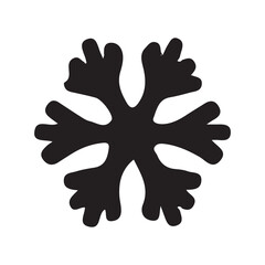 A bold and striking snowflake icon for a winter, using a solid black design isolated on a white background.