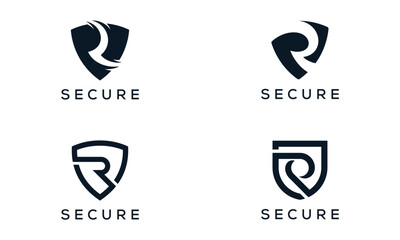 collection of letter R shield secure guard logo design inspiration
