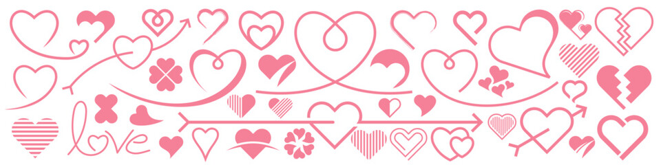 creative Heart, love, logo design vector. romance or valentine's day red heart. Heart vector icons. Artistic red heart love symbols isolated editable vector.