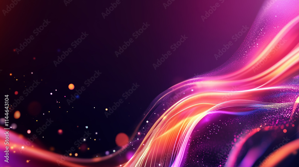 Poster colorful abstract waves of light swirl through a dark background creating a dynamic visual experienc