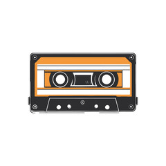 Retro Cassette Tape Vector Illustration with Orange and Black Design for Music and Vintage Themes