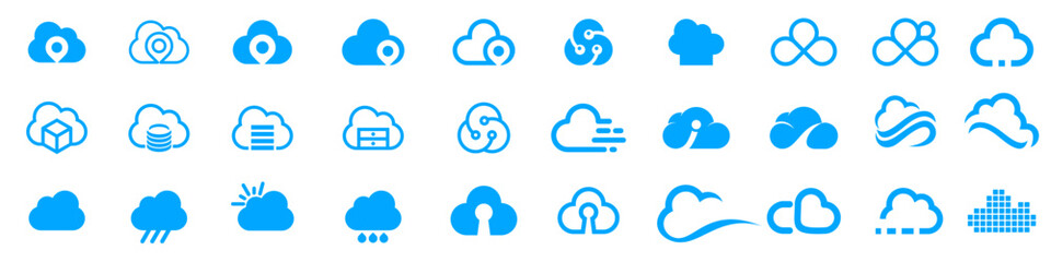 set of cloud logo design inspiration. cloud logos icon template vector set.