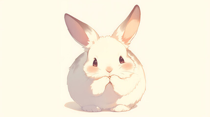 Obraz premium A cute, fluffy rabbit sitting with its paws together, exuding charm and innocence.