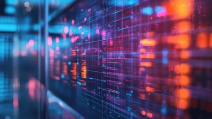 Distant blur of colorful posters and diagrams highlighting scientific concepts