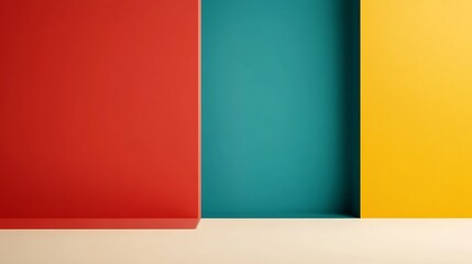 Fototapeta premium Vibrant Geometric Color Block Abstract Background with Open Copy Space