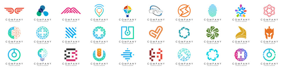 Logo set modern and creative branding idea collection for business company. simple logos, minimalist, abstract vector design.