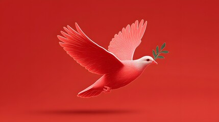 Fototapeta premium Papercut design of a dove carrying an olive branch, representing peace and freedom for the victims of the transatlantic slave trade for International Day of Remembrance