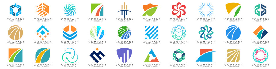 set of Abstract logos collection. Geometrical abstract logos. vector illustration