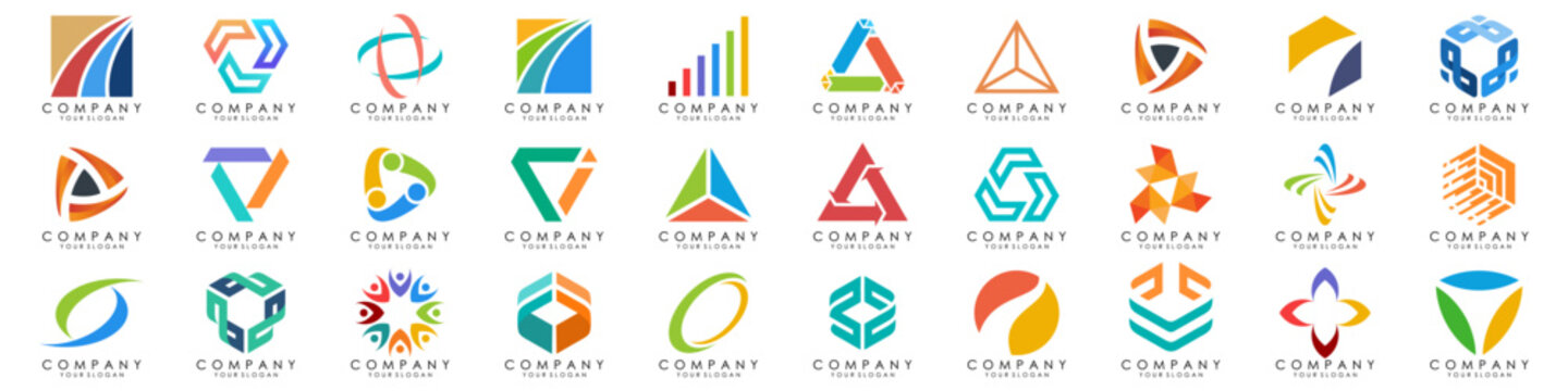 set of Abstract logos collection. Geometrical abstract logos. vector illustration