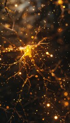 Fototapeta premium Dynamic image of active neuron cells with radiant lights illustrating mental growth and intellect