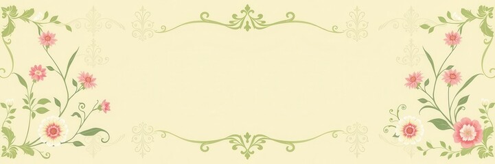 Obraz premium Vintage wallpaper featuring a delicate floral pattern in shades of pink and green, design, elegant, green