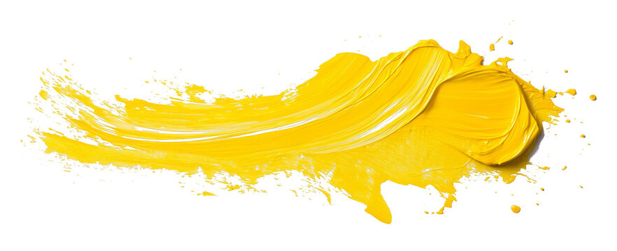 Yellow brush stroke on transparent background, vibrant art expression concept