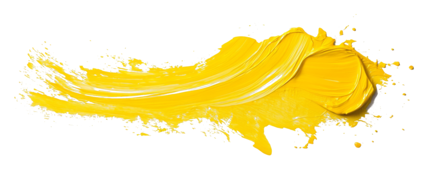Yellow brush stroke on transparent background, vibrant art expression concept