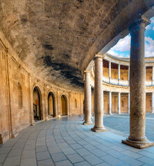 The remains of the ancient Charles V renaissance palace, the Alhambra, Granada, Andalusia, Spain
