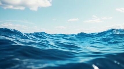 Serene Ocean Waves Against Tranquil Horizon