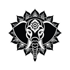 Elephant Head Mandala Design Vector Illustration