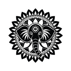 Elephant Head Mandala Design Vector Illustration