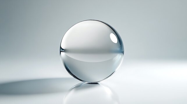 A shiny sphere reflecting light against a white background, creating a futuristic and clean design 