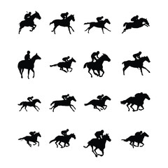 Set of Horse and Jockey Silhouettes 