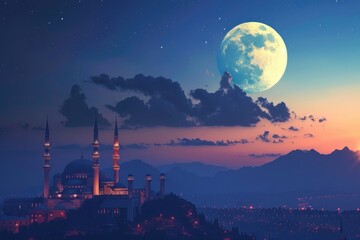 Ramadan background. Ramadan moon sighting image.
