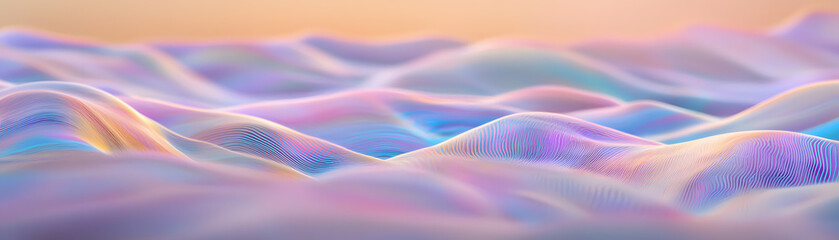 Abstract waves in pastel colors digital landscape visual art soft environment dynamic viewpoint modern concept