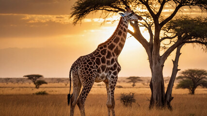 giraffe standing tall in the savannah