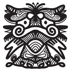 tribal ethnic face mask isolated gradient clipart pack. Aztec ethnic statue, collection of national and religious totem design elements