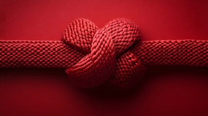 A red rope is knotted in a knot