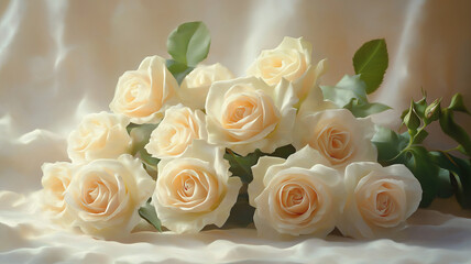 Obraz premium Elegant White Roses Bouquet as Delicate Floral Art for a Timeless and Beautiful Arrangement