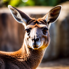 Obraz premium Tiere im Zoo - Känguru im Zoo schaut in die Kamera