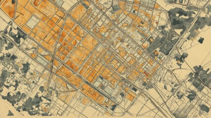 Obraz premium Cadastre City Building Survey Map
