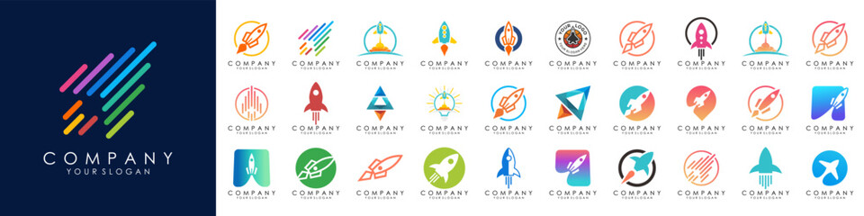 set of creative rocket logo design. vector illustration