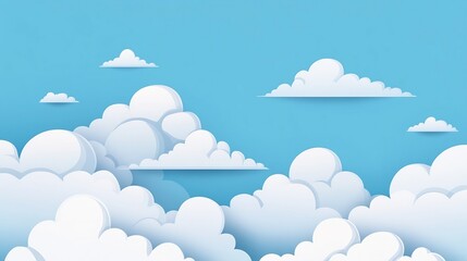 Soft White Clouds Floating in a Clear Light Blue Sky with Ample Negative Space