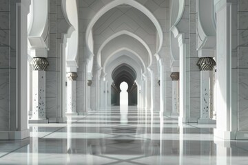 Fototapeta premium Islamic background for mosque in gray Ramadan social media posts. Muslim Holy Month greetings.