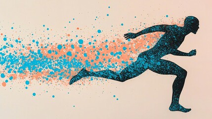 Abstract runner silhouette with vibrant color splash.