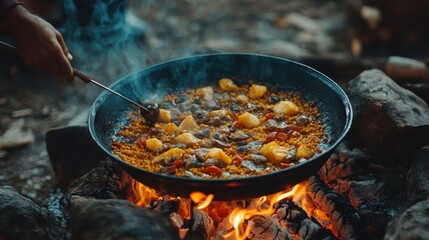 Campfire Paella - A Delicious Outdoor Meal