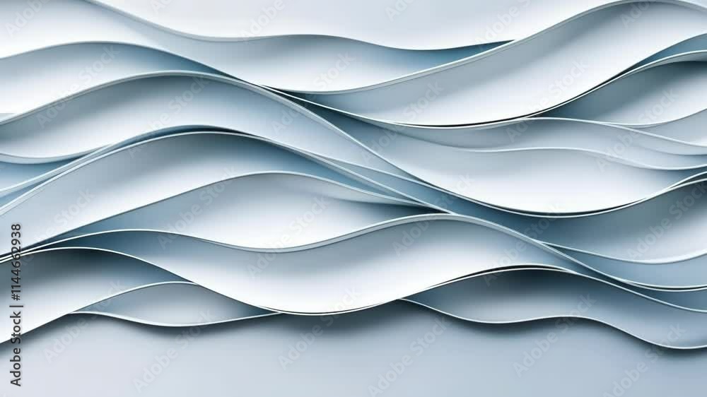 Wall mural intricate layered waves create a dynamic aesthetic in a minimalist design environment