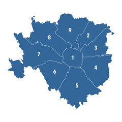 Naklejka premium The 9 districts or 'Municipi' of Milan city in Italy