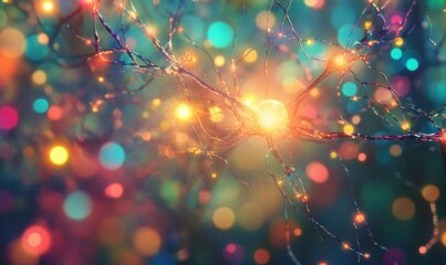 Neural connection, bright lights, synapses