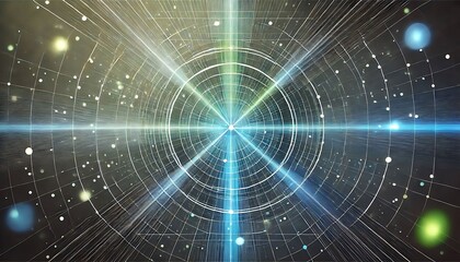 Fototapeta premium abstract cosmic network with intersecting lines and glowing particles, universe or galaxy visualization, space and astronomy background, interconnected system concept abstract background