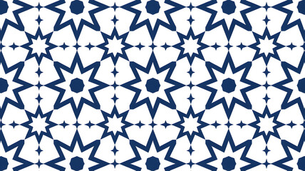 Fototapeta premium A blue and white Arabic design pattern.