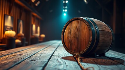 Aged Oak Barrel on Wooden Table - Stunning Still Life Photography