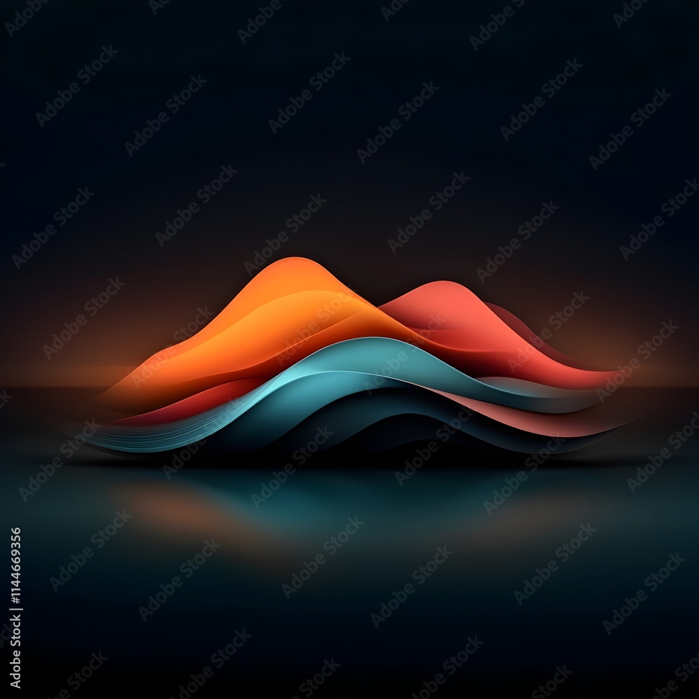 Poster mesmerizing abstract animation depicting a harmonious wave packet pulsing through a tranquil luminou