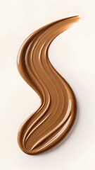 A stylish brushstroke of mocha mousse, the Pantone 2025 color of the year, featuring a glossy texture on a clean white background for artistic or branding concepts.