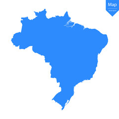 Obraz premium Blue map of Brazil isolated on white background. Vector illustration eps10.
