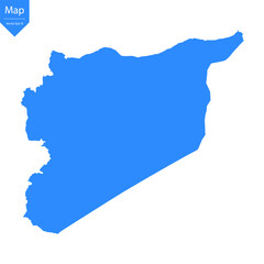 Blue map of Syria isolated on white background. Vector illustration eps10.