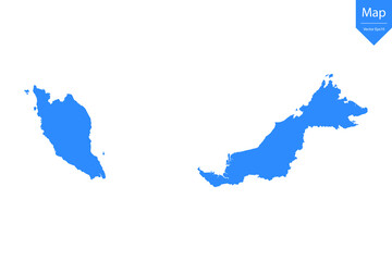 Fototapeta premium Blue map of Malaysia isolated on white background. Vector illustration eps10.